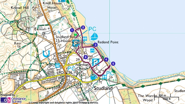 Studland Beach WWII walk map